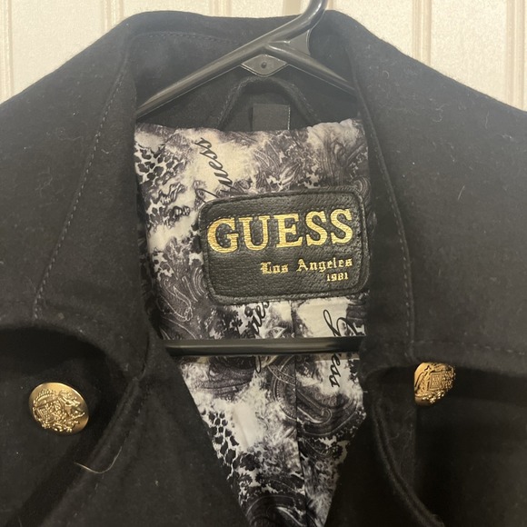 Guess Black Wool Pea Coat,‎ Pirate-core, Preppy - Picture 5 of 12
